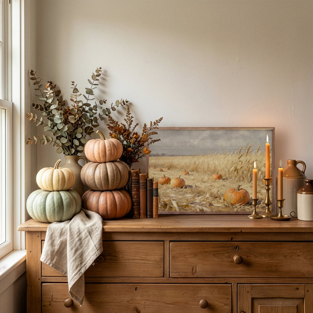 Pumpkin Patch In Field