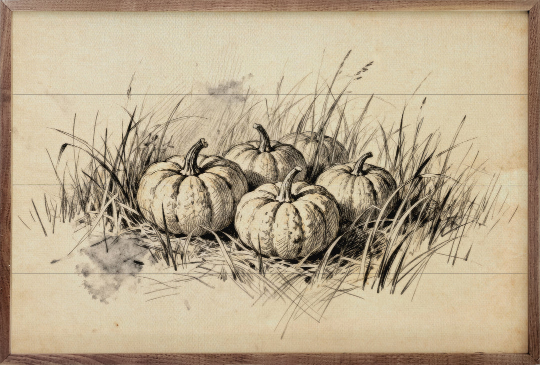 Pumpkins In Grass Simple