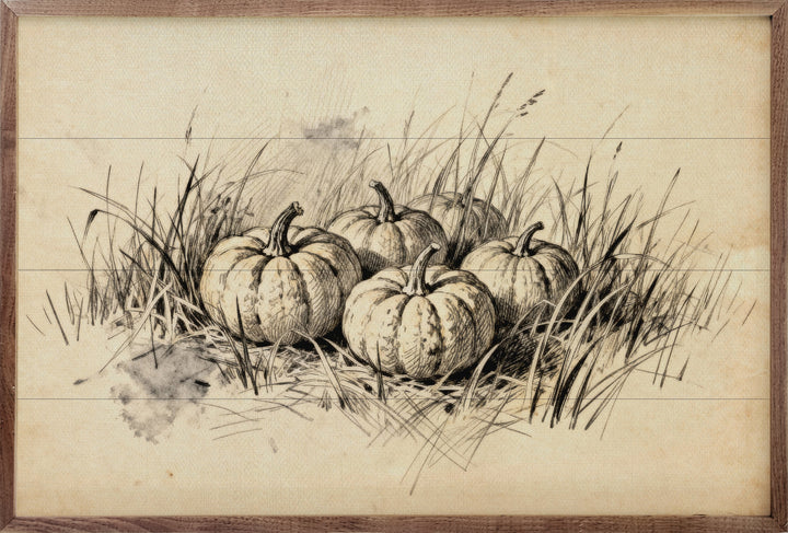 Pumpkins In Grass Simple