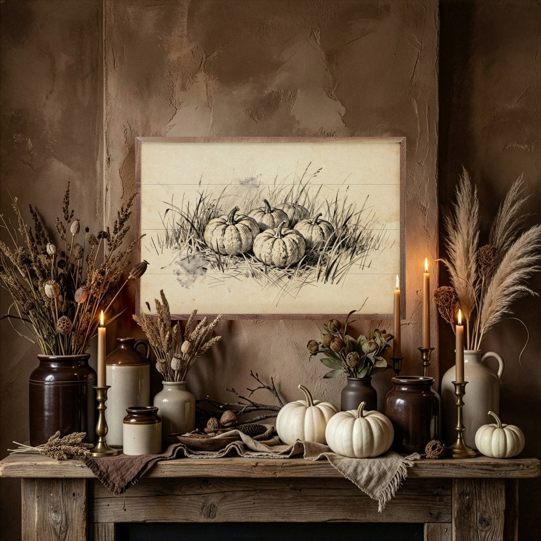 Pumpkins In Grass Simple