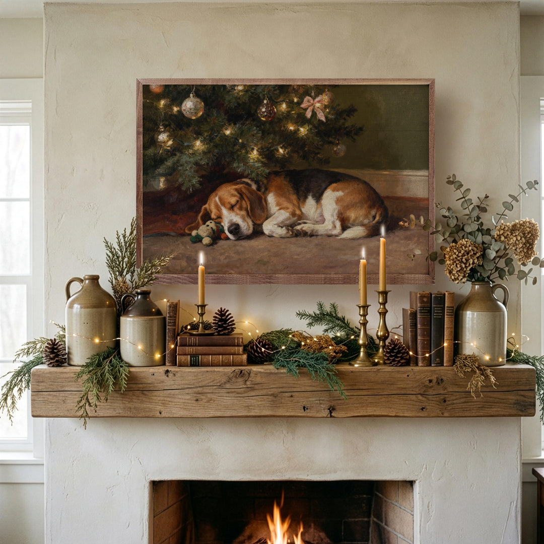 Beagle Under The Christmas Tree