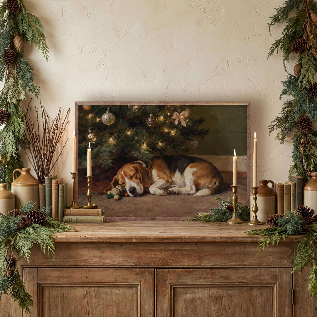 Beagle Under The Christmas Tree