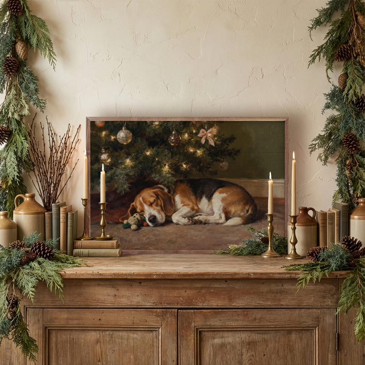 Beagle Under The Christmas Tree
