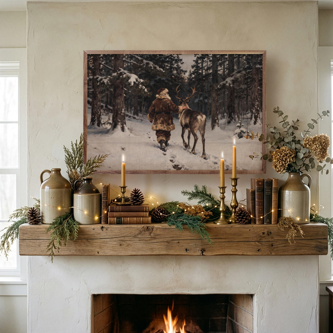 Santa And His Reindeer Walking