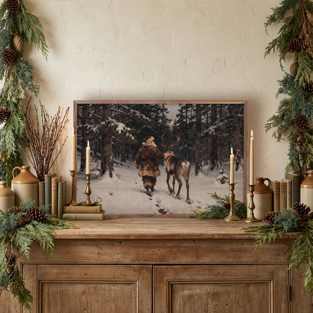 Santa And His Reindeer Walking