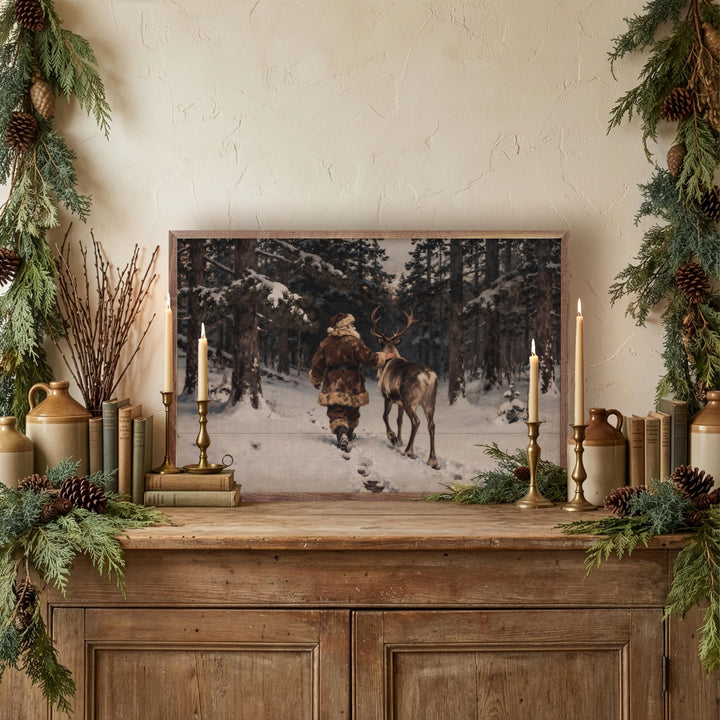 Santa And His Reindeer Walking