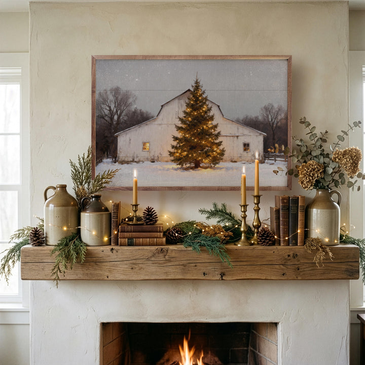White Barn And Holiday Tree