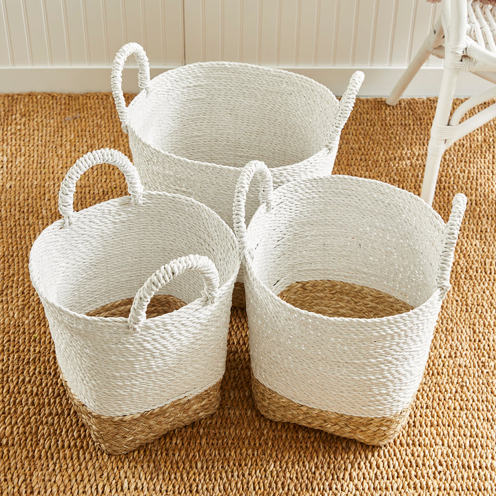 Madura Market Baskets, Set Of 3, White