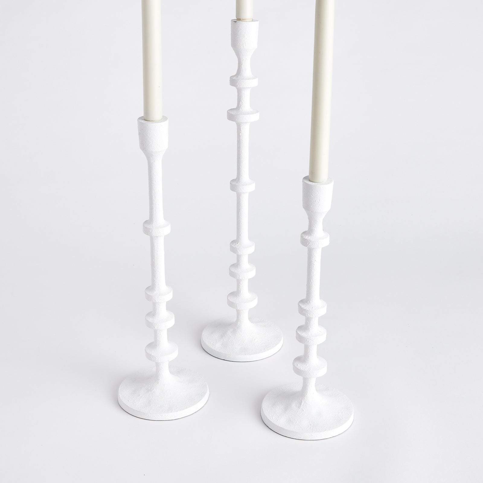 Abacus Taper Holders, Set Of 3, White
