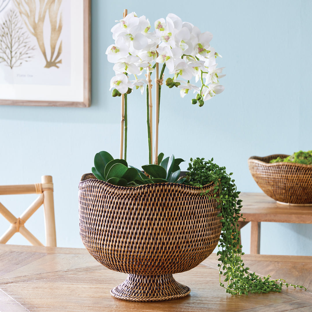 Burma Rattan Footed Cachepot