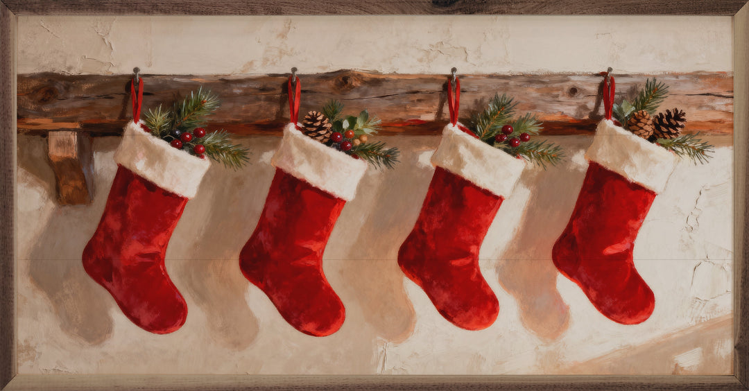 Four Red Christmas Stockings