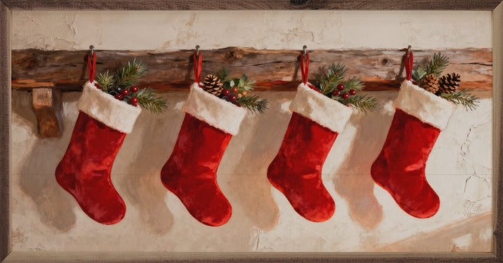 Four Red Christmas Stockings