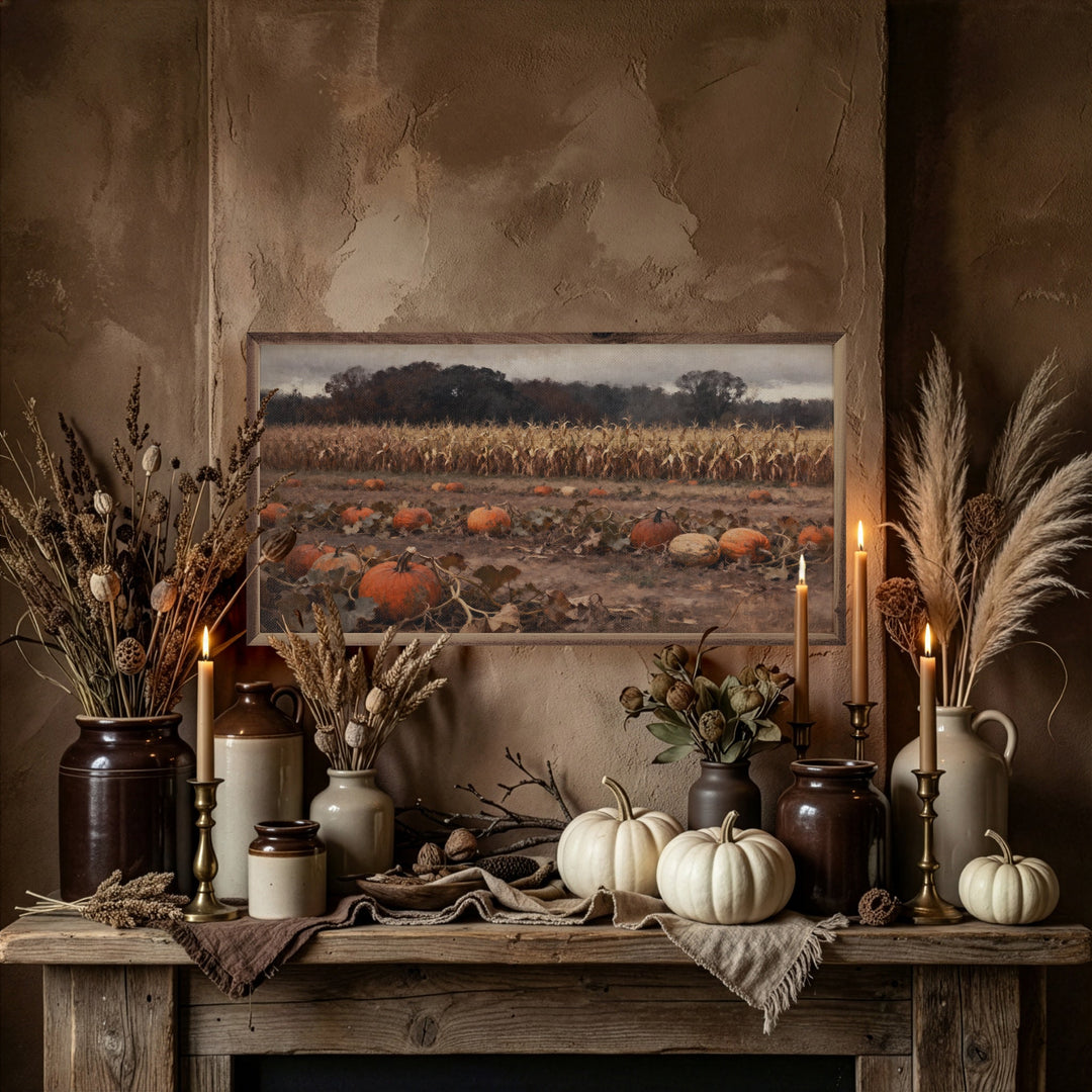 Pumpkin Patch With Corn Field
