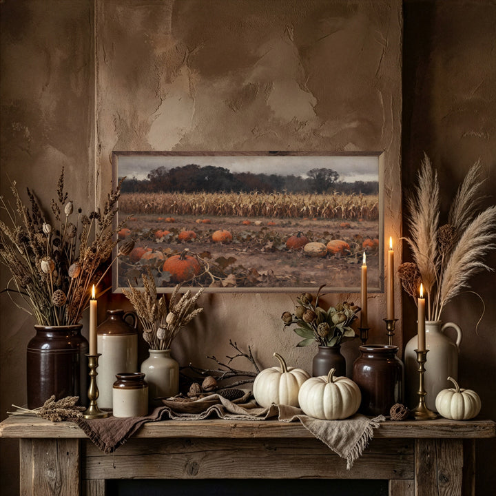 Pumpkin Patch With Corn Field