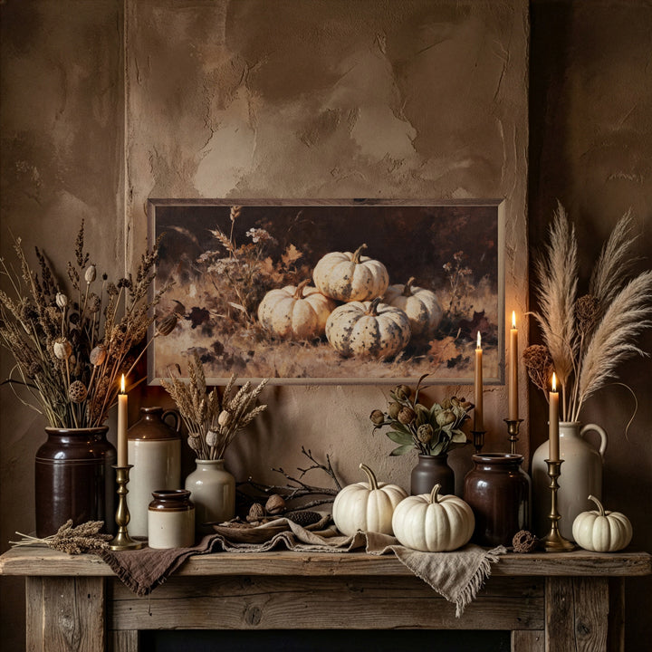 Four White Pumpkins One Speckled