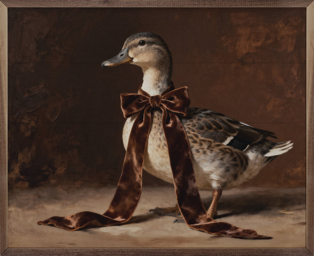 Brown Velvet Bow Duck Looking Left