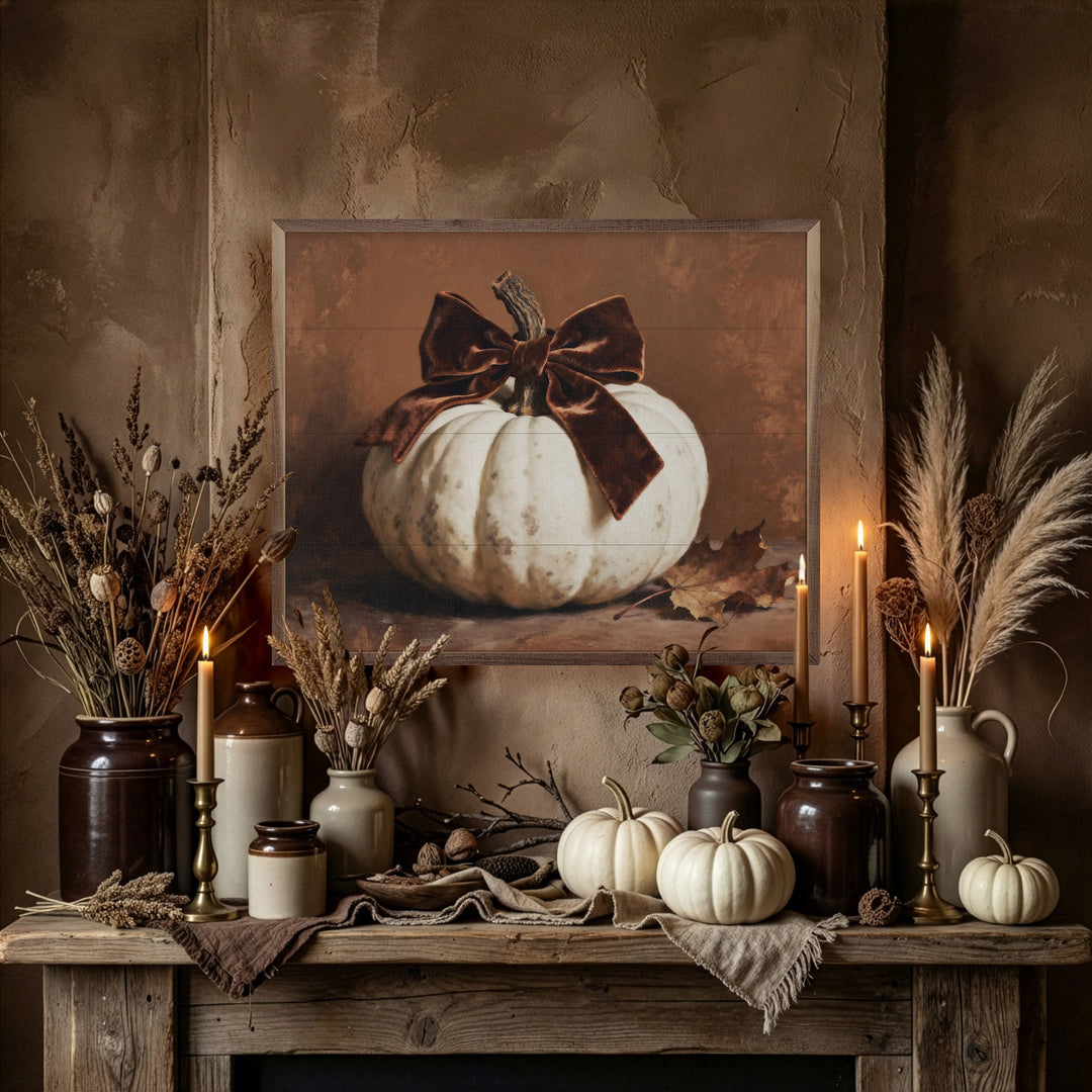 Brown Velvet Bow Pumpkin