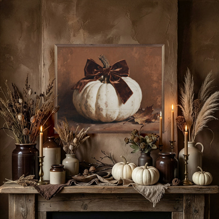 Brown Velvet Bow Pumpkin