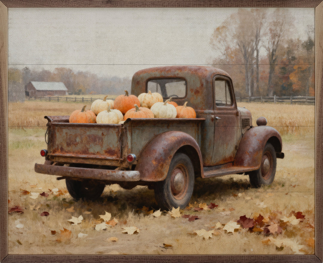 Rusty Truck With Pumpkin Harvest