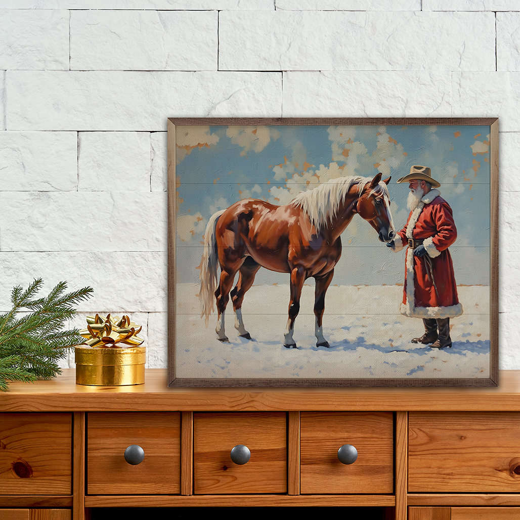 Santa In Field With Horse