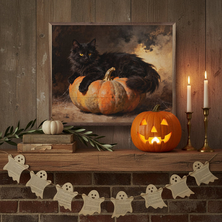 Black Cat On Pumpkin