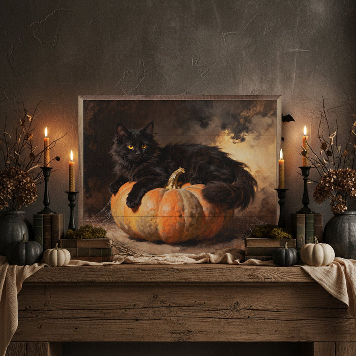 Black Cat On Pumpkin