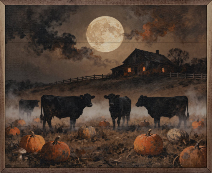 Cattle In Pumpkin Field