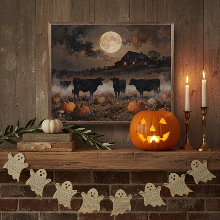 Cattle In Pumpkin Field