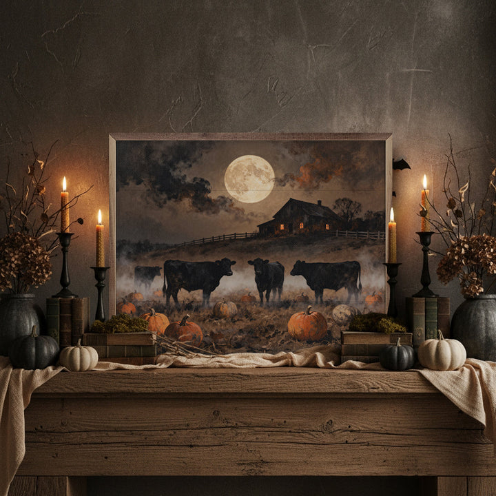 Cattle In Pumpkin Field