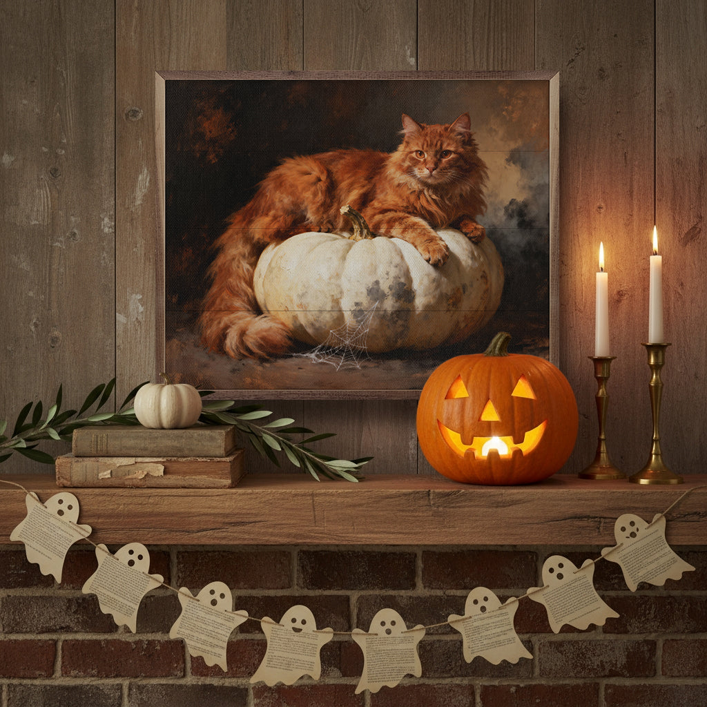 Orange Cat On Pumpkin