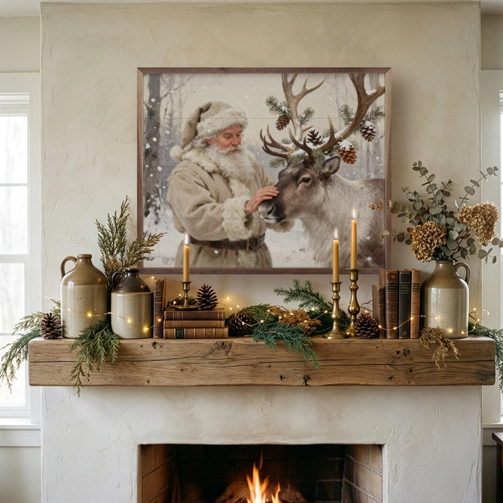 Santa And His Decorated Reindeer