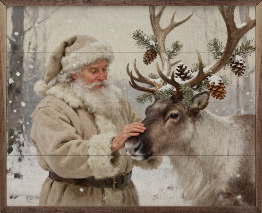 Santa And His Decorated Reindeer