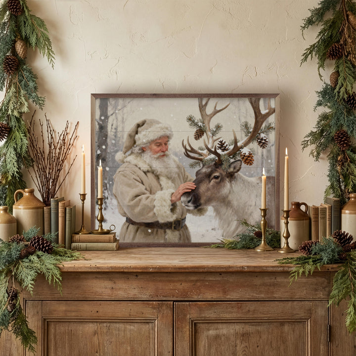 Santa And His Decorated Reindeer