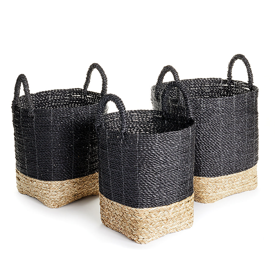 Madura Market Baskets, Set Of 3, Black