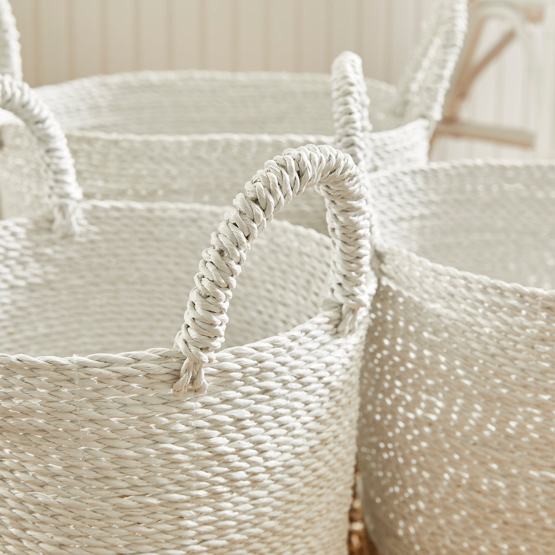 Madura Market Baskets, Set Of 3, White