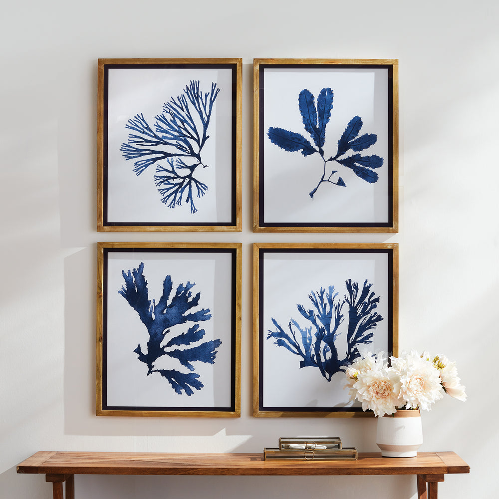 Indigo Seaweed Prints St/4