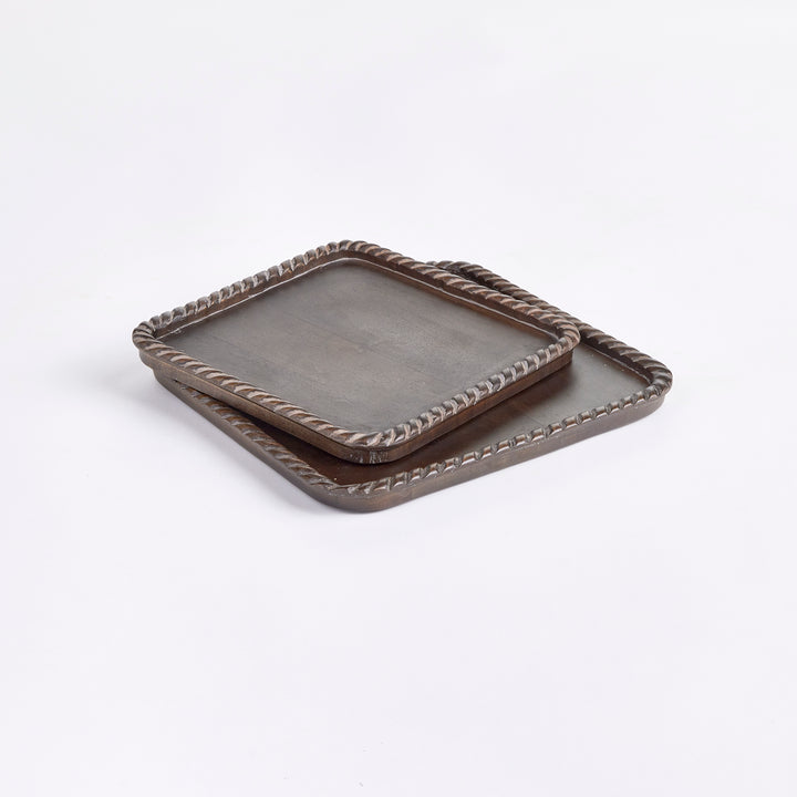 Langley Square Trays, Set Of 2, Gray