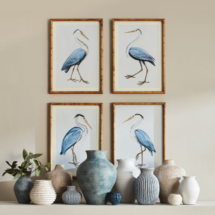 Elegant Blue Heron Prints, Set Of 4