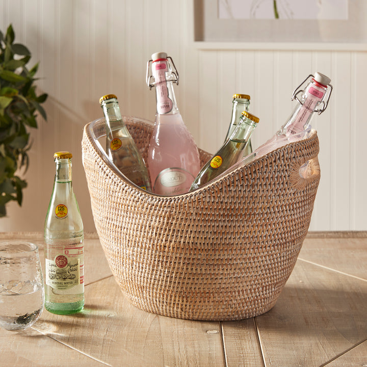 Burma Rattan Beverage Tub Large, White