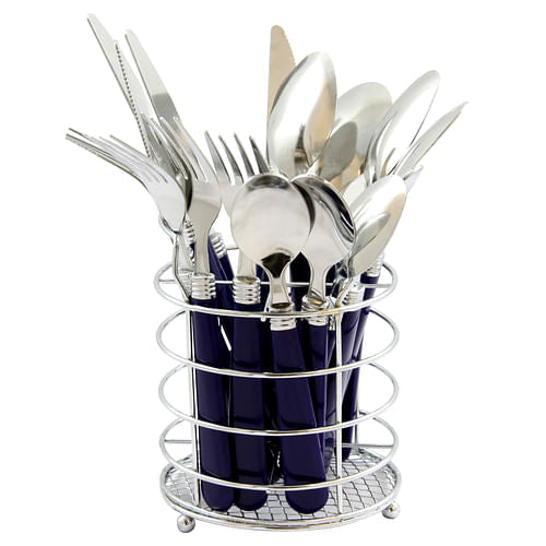 Gibson Sensations II 16 Piece Stainless Steel Flatware Set with Cobalt