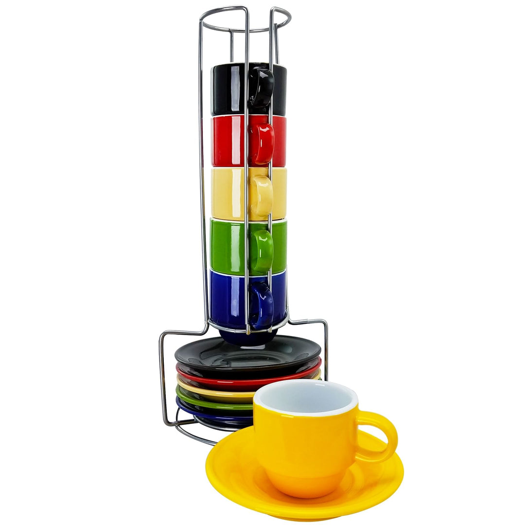Gibson Sensations 13 Piece Stackable Non-Toxic Ceramic Small Espresso