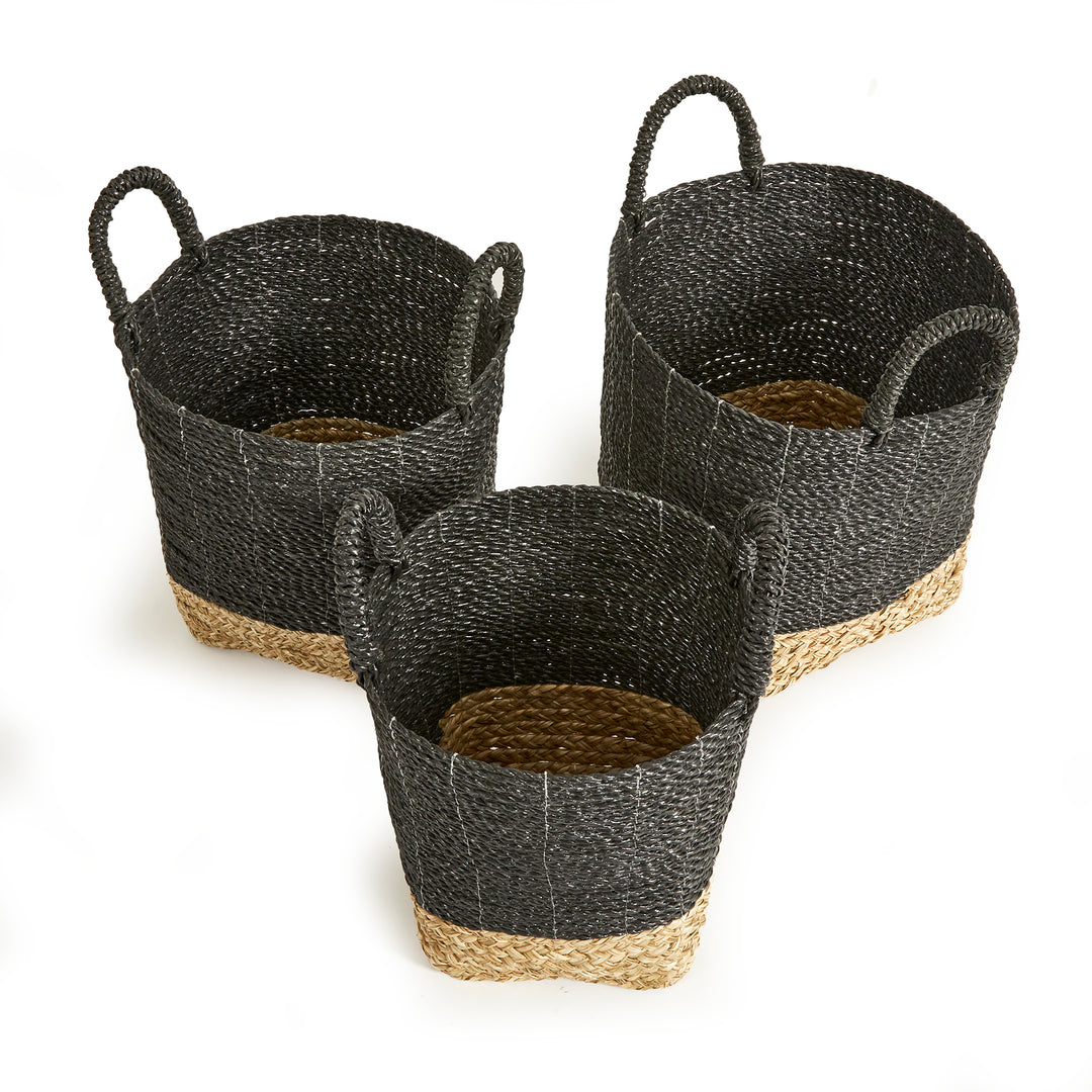 Madura Market Baskets, Set Of 3, Black