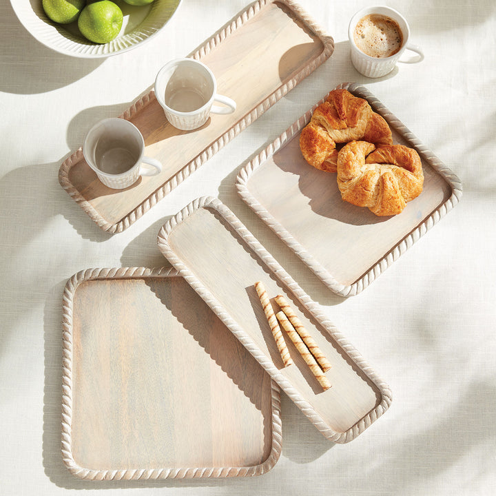 Langley Square Trays, Set Of 2, White