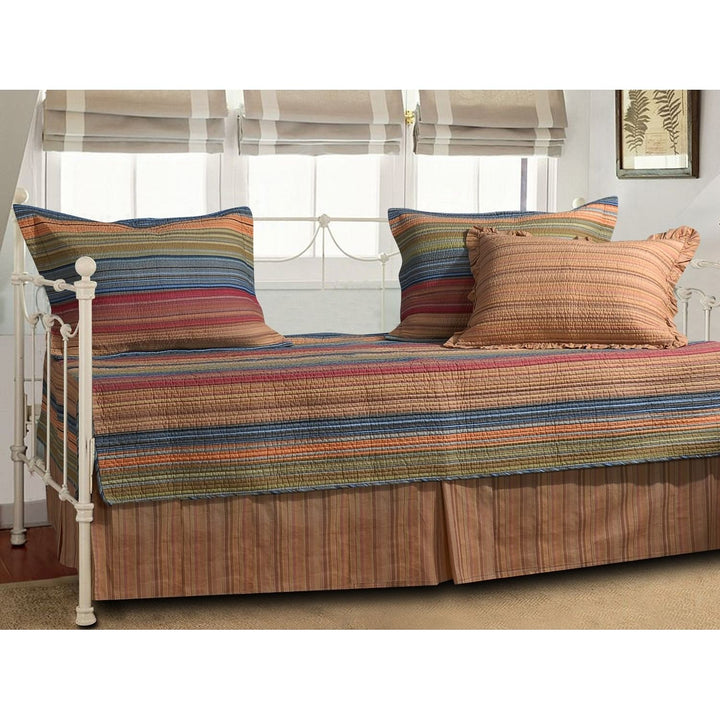 Reversible 5-Piece Daybed Bedding Set with Bed-skirt and Three Pillow