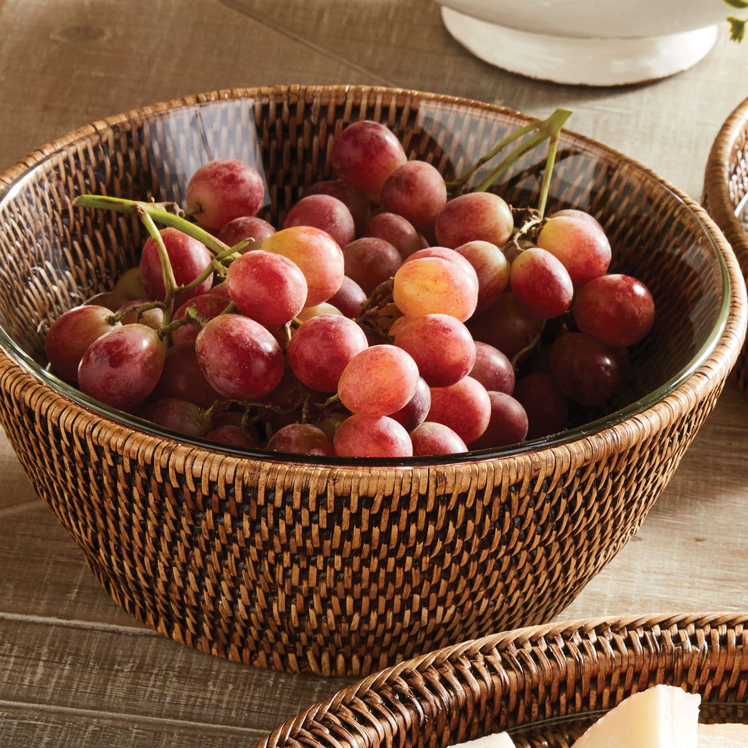 Burma Rattan Serving Bowl 10.75", Brown