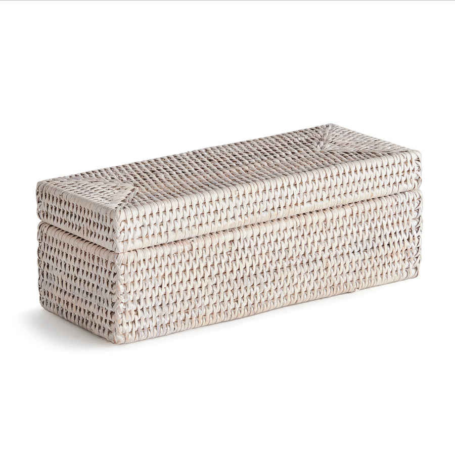 Burma Rattan 3-Compartment Lidded Box, White