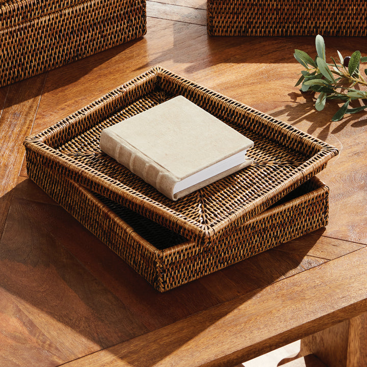 Burma Rattan Lidded Letter Box, Brown