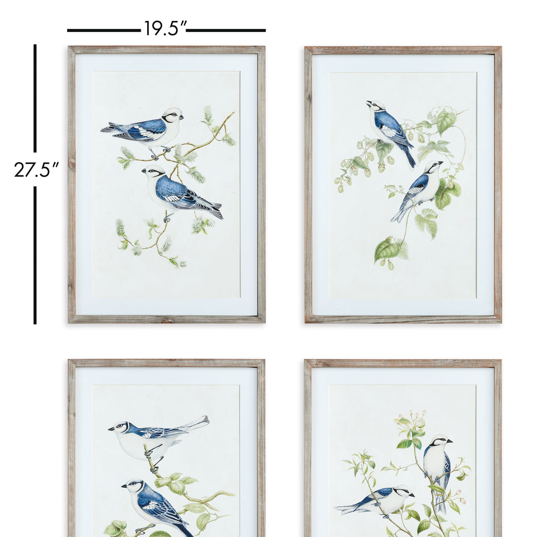 Blue Birds Prints, Set Of 4