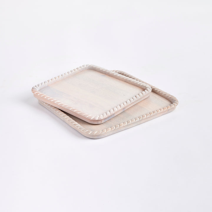 Langley Square Trays, Set Of 2, White