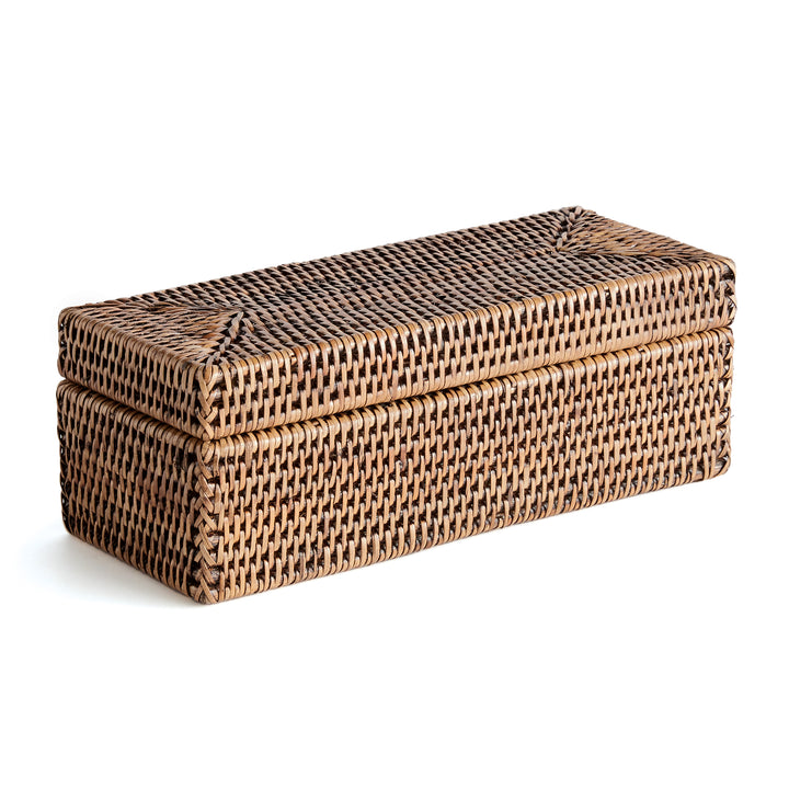 Burma Rattan 3-Compartment Lidded Box, Brown